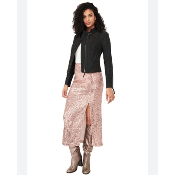 Free People Ariana Sequin Maxi Skirt in Pink Champagne - Picture 2 of 13